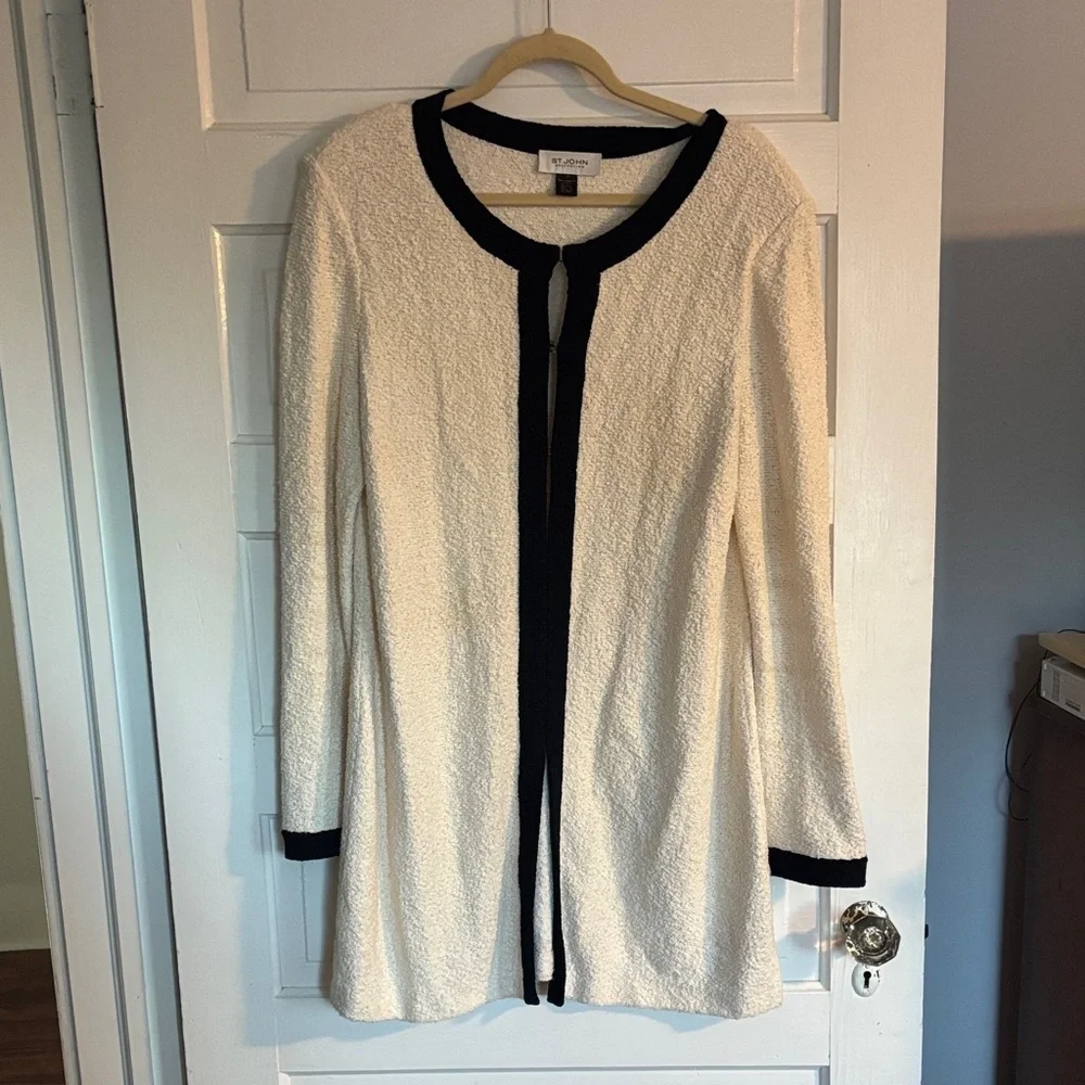 St. John Collection Black and Cream Knit Jacket - Picture 1 of 5